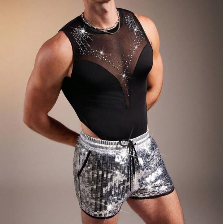 Crystal City  Man's Knitted Fashionable Casual Skinny Bodysuit